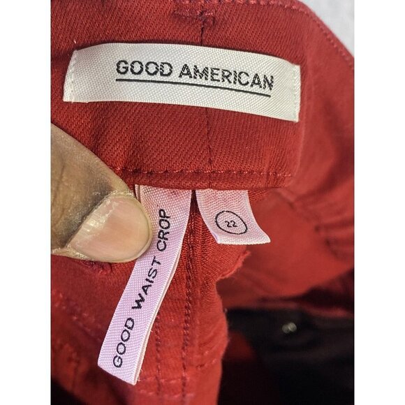 Good American Woman’s Good Waist Crop Jeans Ruby Coated Waxed Wetlook Skinny 22 - Picture 5 of 8